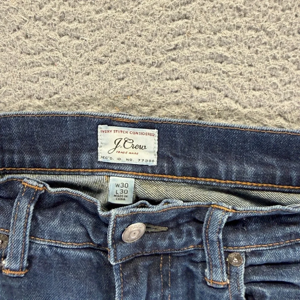J.Crew 770 Jeans Mens 30x30 Blue Cotton Denim Straight Faded Whiskered Stretch